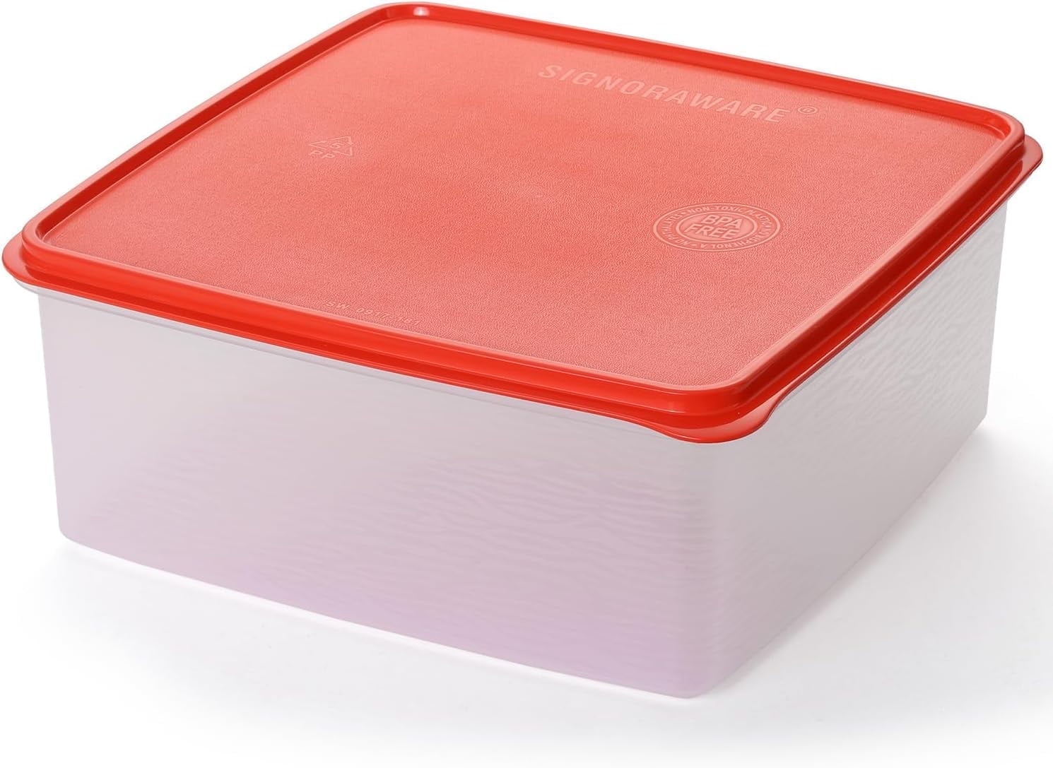 Clear Rectangular BPA-Free Plastic Storage Container with Red Lid