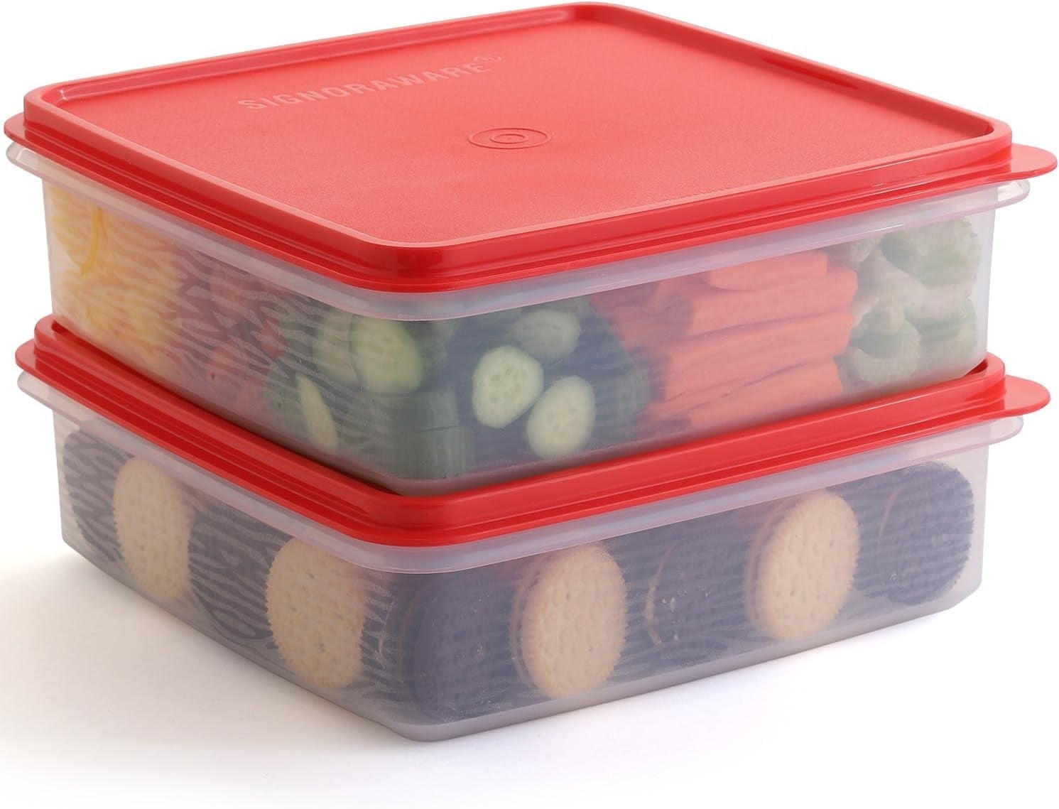 Plastic Storage Containers with Lids – 2-Pack 3L Cupcake Carrier – Leakproof Cookie Storage Containers Airtight – BPA-Free Plastic Containers with Lids for Food Storage, Meal Prep, Leftovers, Cupcakes