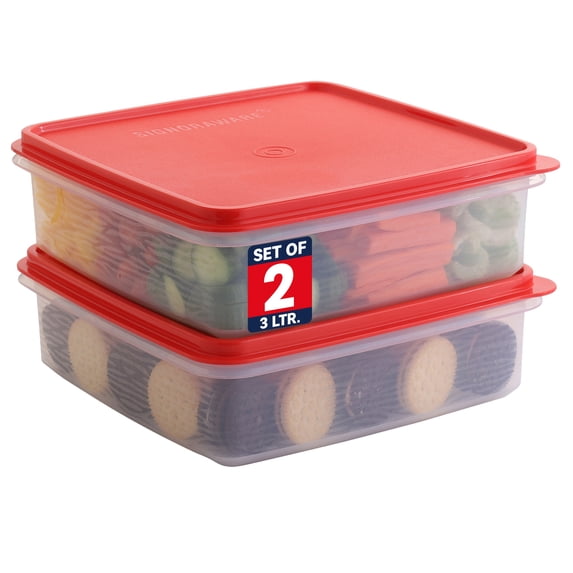 SIGNORAWARE 2‑Pack 3L Airtight Food Storage Containers – Leakproof, Red