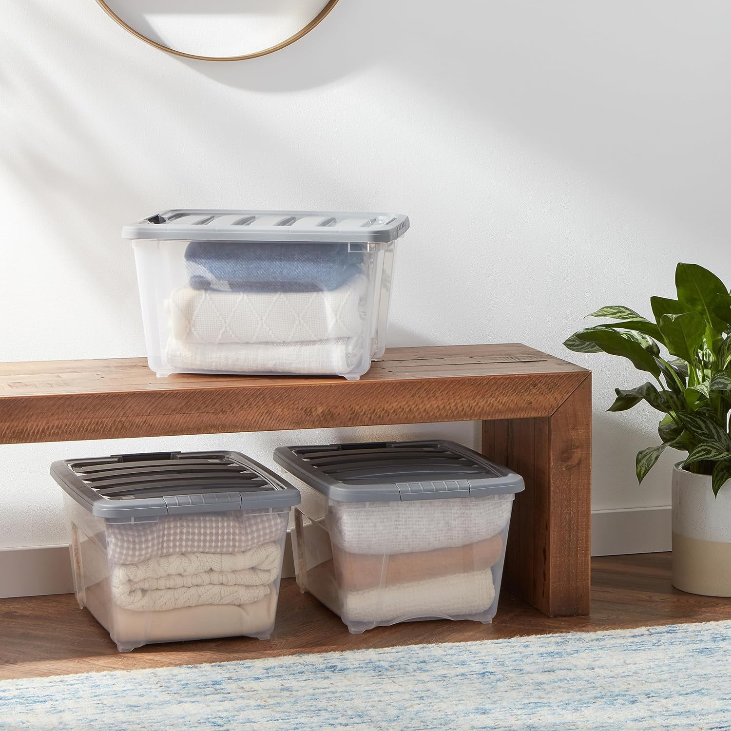 Stackable Organization Plastic Storage Containers with Secure Latching Lids, Stackable ...