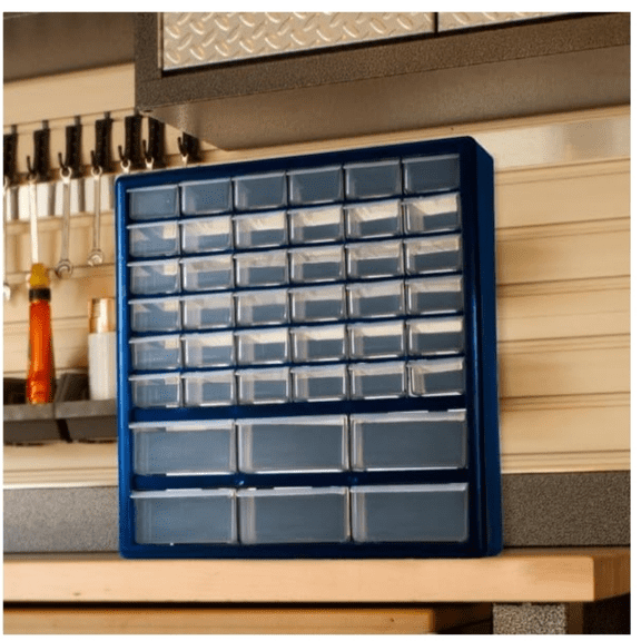 Plastic Storage Drawers 42 Compartment Organizer Desktop or Wall Mount Container for Hardware, Parts, Crafts,