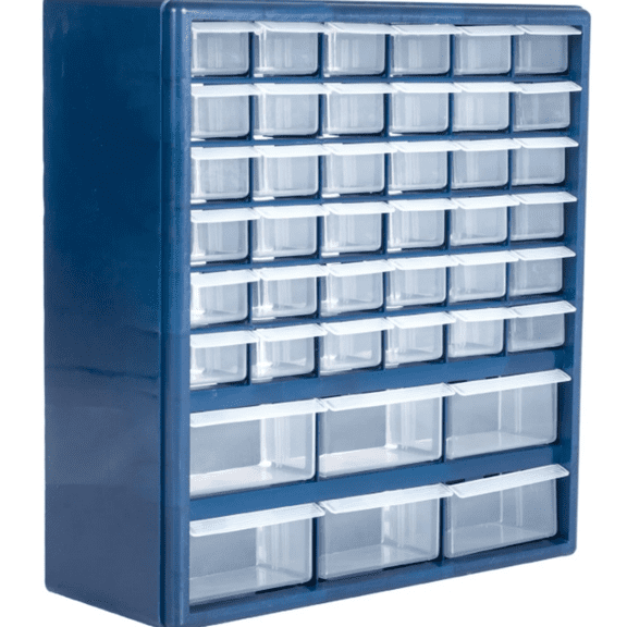 Plastic Storage Drawers 42 Compartment Organizer Desktop or Wall Mount Container for Hardware, Parts, Crafts,