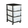 thumbnail image 1 of Plastic Storage Drawers Cart, 3 Drawer Organizer on Wheels, Rolling Storage Bins for Office, Crafts, Classroom - Clear Plastic Dresser Organizer, 1 of 6