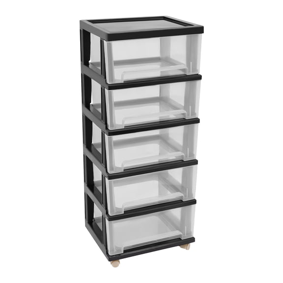 Plastic Storage Drawers, Durable 5 Plastic Drawer Storage, Plastic Organizer Drawer Cart for Organizing Books, Notebooks, Drawings, Novels, Textbooks (15.7*13*38.6in)