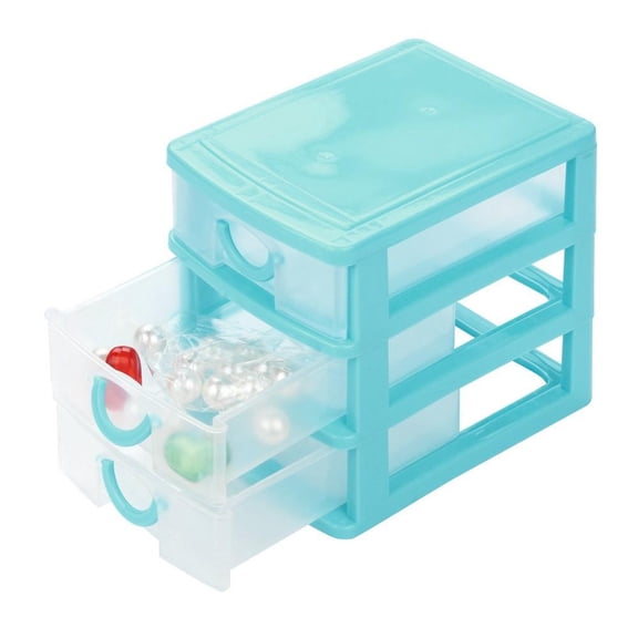 Plastic Storage Drawers Organizer, 6X4X5 In, Small Plastic Storage Bins, Clear Pull Out Drawers, Sky Blue Trim, Table Top Organizing, 1 Pc