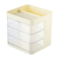 thumbnail image 1 of Plastic Storage Drawers Rotating Desk Organizer with 3 Compartments and Pen Holder, Transparent Division Box for Office and Makeup, 6.02 x 5.90 x 5.70 in, 1 of 7
