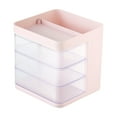 thumbnail image 1 of Plastic Storage Drawers Rotating Desk Organizer with 3 Compartments and Pen Holder, Transparent Division Box for Office and Makeup, 6.02 x 5.90 x 5.70 in, 1 of 6