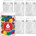 thumbnail image 1 of Plastic Storage Jars (6 Pack) - 32 Oz Square Plastic Canisters with Lids - Shatterproof Plastic Storage Jars with Lids - Reusable Wide Mouth Clear Plastic Containers with Lids - Stock Your Home, 1 of 8