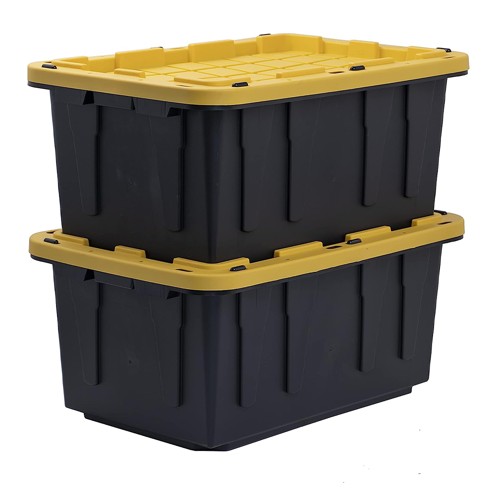 Plastic Storage Latch Box, Storage Bin with Lid and Wheels, Stackable Storage Containers with