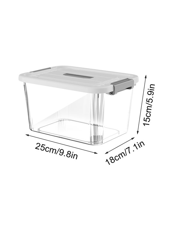 Plastic Storage Latches Box with Lid for Clothes and Toys, Stackable Storage Organizer Bin for Garage and Office Use, Clear Transparent Sundries Box for Home and Workshop Organization