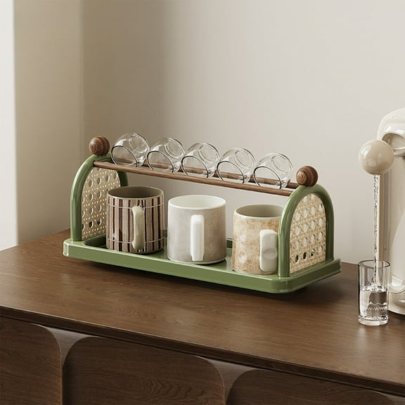 Plastic Storage Rack Cup Storage Rack Multi Compartment Plastic Desktop Organizer for Kitchen and Office 35.6x16.1x15.2cm,Green 1Pcs JASKFLY