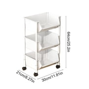 Plastic Storage Rack with Wheels | Movable Multi Layer Storage Organizer | Large Capacity Shelf for Kitchen Bathroom Living Room | 3 Tier Rolling Utility Cart