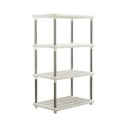 Plastic Storage Shelves, White, Independent Shelving Unit for Pantry, Kitchen, Closet, Bathroom, Laundry, 1-Pack