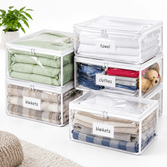 Zippered Plastic Storbags With Easy-glide Zipper Pack Of 6 Durabler Vinyl ...