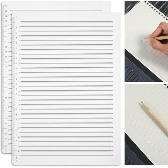 Plastic Straight Line Stencil 2 Packs Spacing Line Lettering Guide for Journal 11.6 inch Writing Ruler Envelope Addressing Template Line Drawing Stencil Scale Measuring Ruler for Paper Card Aids