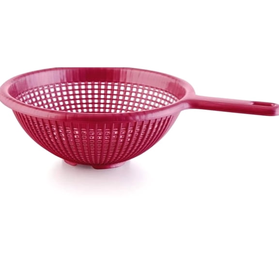 Plastic Strainer Colander with Long Handle Made of Food Safe BPA 8.5 Inch, Red