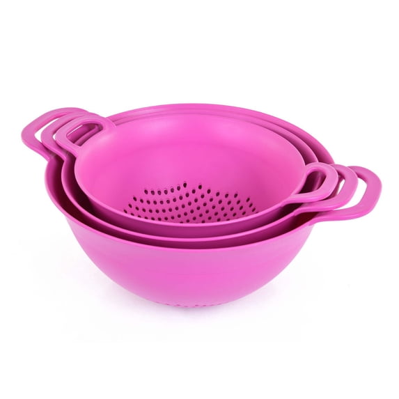 Mintra Home - Plastic Strainer Colanders Set (3 Pack) - kitchen, pasta, vegetables, rice and beans