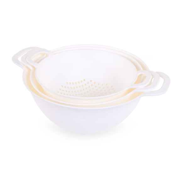Mintra Home - Plastic Strainer Colanders Set (3 Pack) - kitchen, pasta, vegetables, rice and beans
