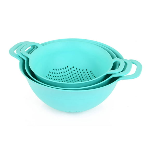 Mintra Home - Plastic Strainer Colanders Set (3 Pack) - kitchen, pasta, vegetables, rice and beans