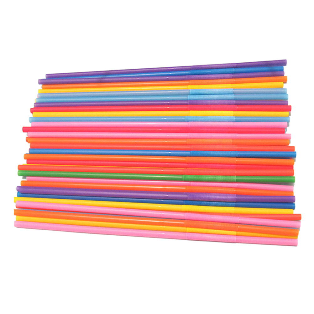 Plastic Straw, 500 Pcs Plastic Color Modeling Straws Bending