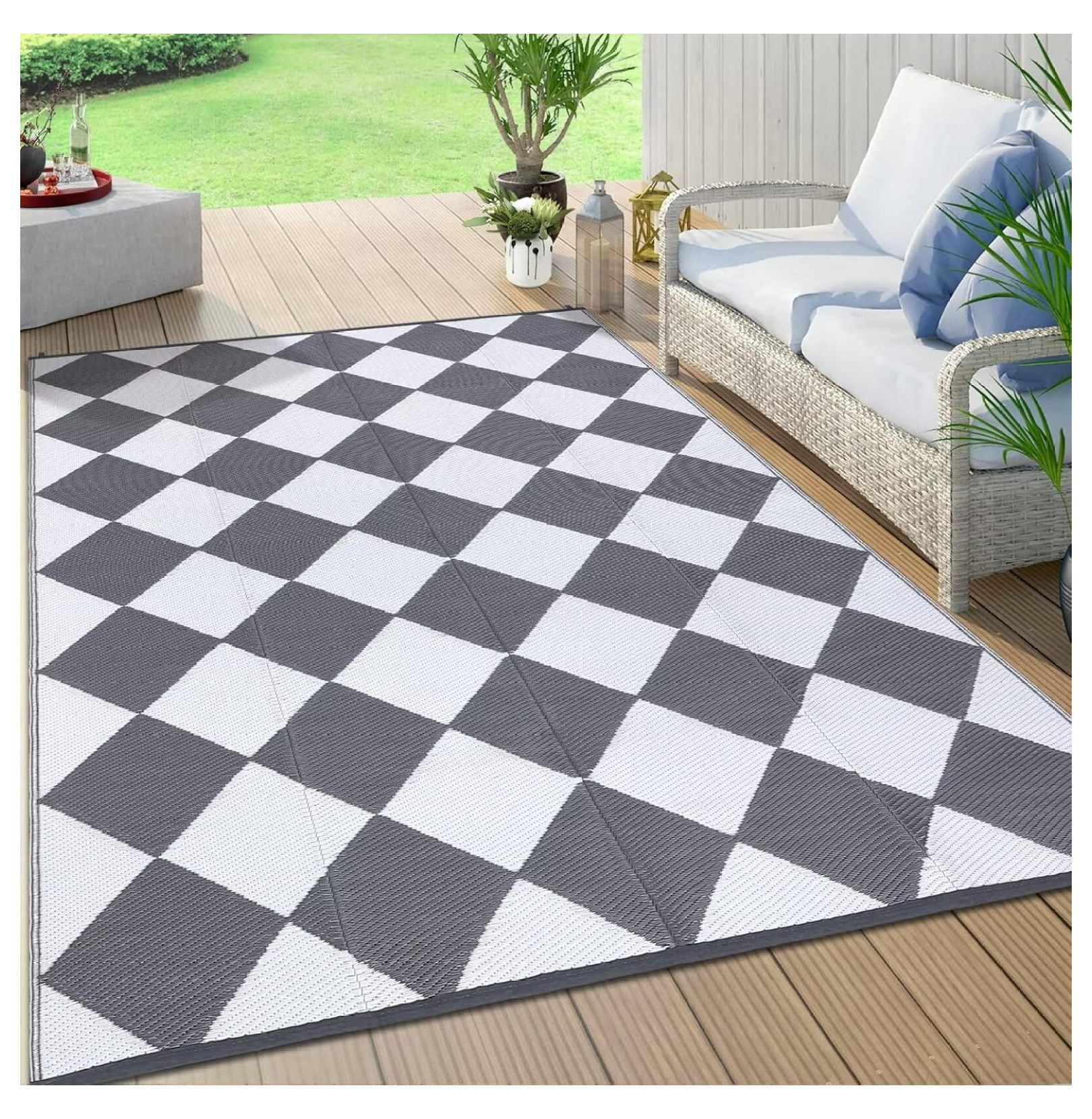 Plastic Straw Rug 9x12 Large Outdoor Patio Rugs Reversible Plastic ...