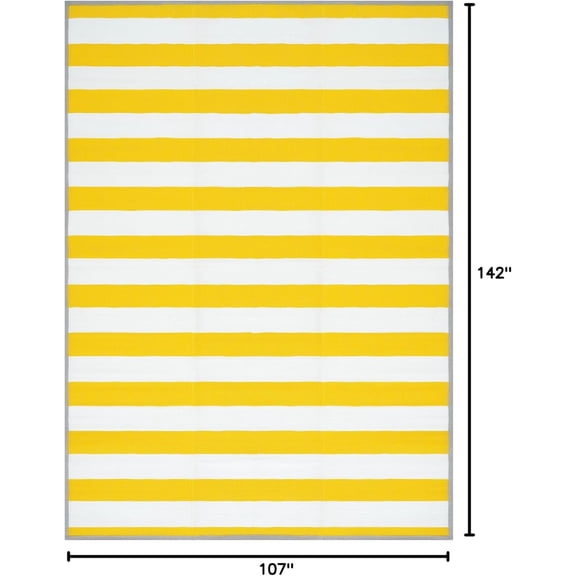 Plastic Straw Water Resistant Outdoor Rug 9x12 | Outdoor Rugs for , Deck, Porch, Entryway | Fade Resistant Outside Area Rug | 8'11'' x 11'10'' Yellow