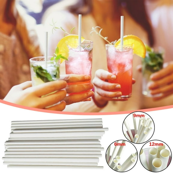 Plastic Straws Disposable, Hwkond New Pure White Disposable Paper Straw（100PC）