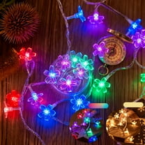 Plastic String Lights 300cm Christmas String Lights with Flower-Shaped Bulbs in Multiple Colors for Outdoor and Indoor Holiday Decorations,Clear(1PCS) JASKFLY