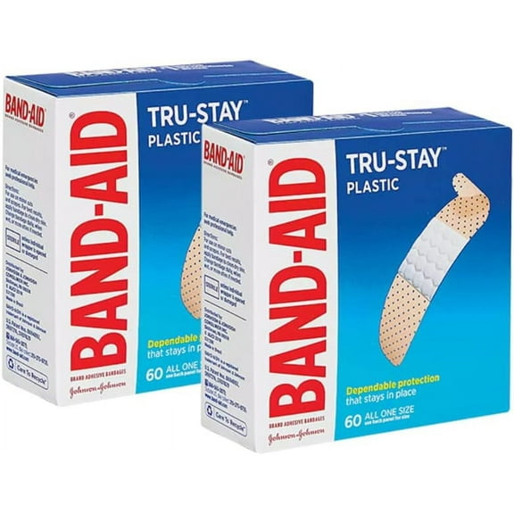 Plastic Strips Adhesive Bandages, All One Size, 60 Ct (Pack Of 2)