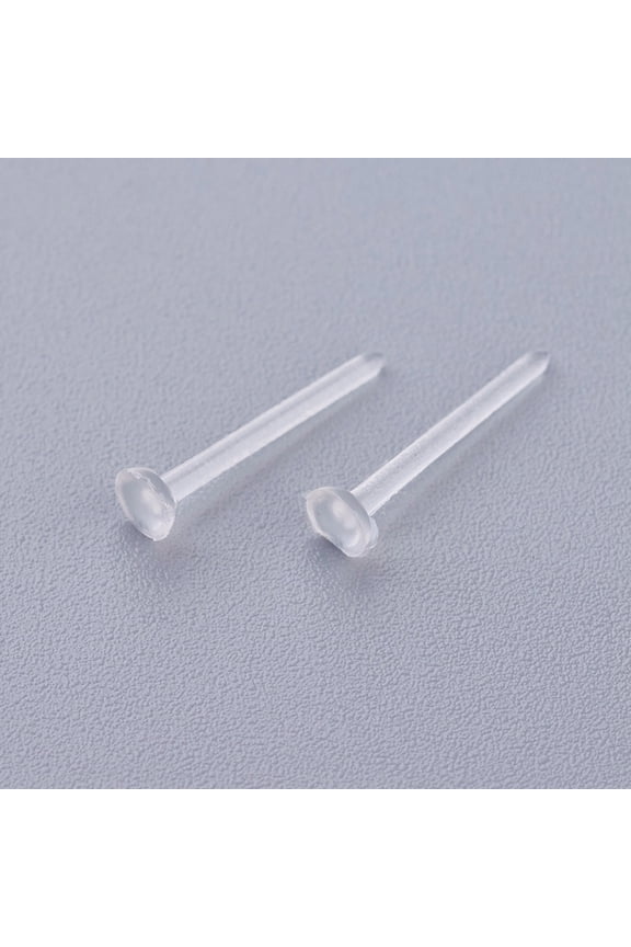 Plastic Stud Earring Findings Flat Round Clear 12x3mm Pin: 0.7mm about 1000pcs/bag