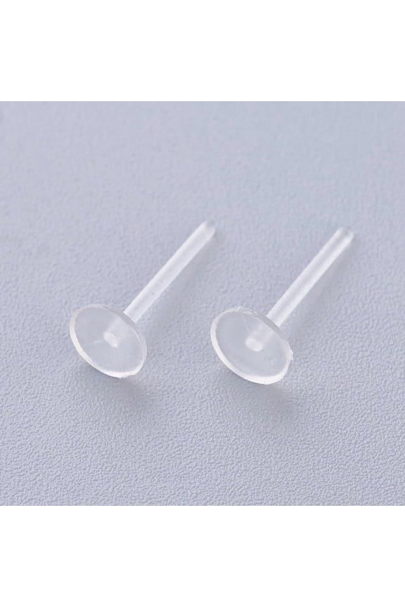 Plastic Stud Earring Findings Flat Round Clear 12x5mm Pin: 1mm about 1000pcs/bag