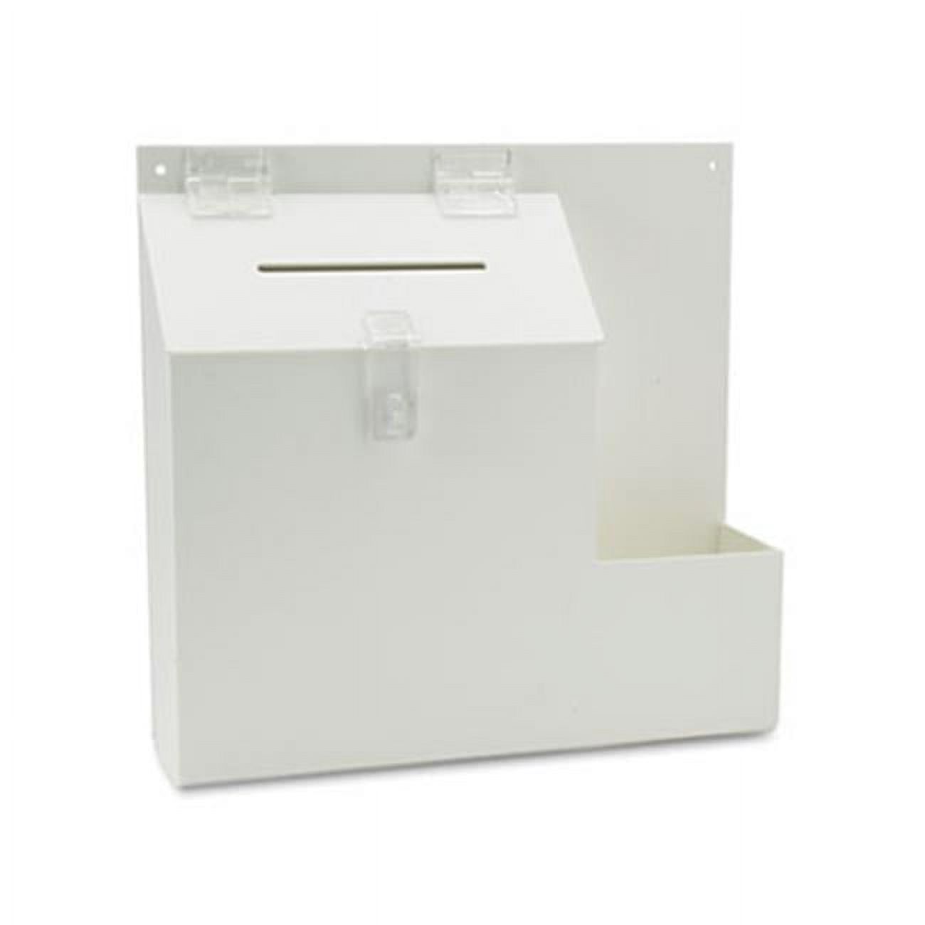 Plastic Suggestion Box with Locking Top, 13.75 x 3.63 x 13, White