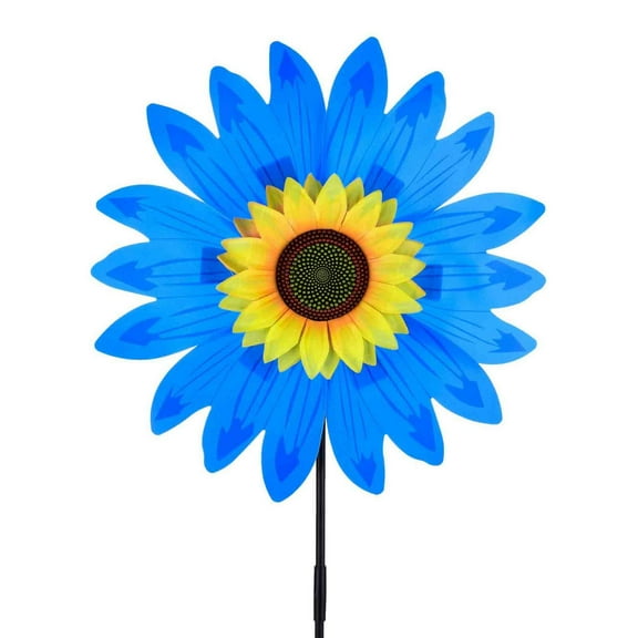 Plastic Sunflower Wind Spinner with Stake, 14" Sunflowers Lawn Pinwheel, Large Sun Flower Garden Windmill for Yard Patio Outdoor Decoration
