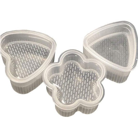 Plastic Sushi Mold Case Box Triangle Rice Mold Maker with Lid, White