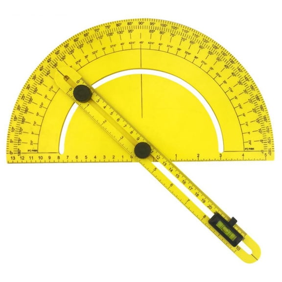 Plastic Swing Angle Finder Protractor 180 Degree with Leveling Bubbles for Engineer Measuring Tiles Brick Lumber Yellow 310mm
