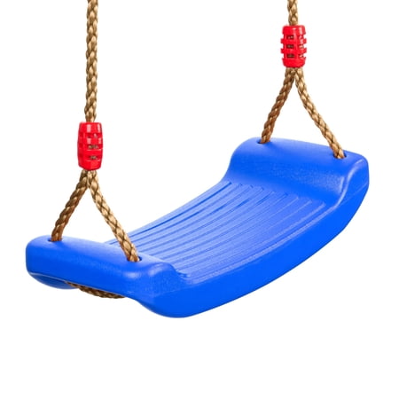 Plastic Swing, Indoor Outdoor Flat Bench Seat with Adjustable Nylon Hanging Rope for Kids and Adults, Childhood Rope Swing-Tree, Backyard Swinging Toy