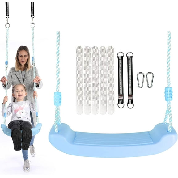 Plastic Swing Seat,Kids Swing Seat with 6.6ft Adjustable Rope and 2 Carabiners,Red Swings for Backyard Playground Indoor Outdoor