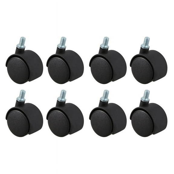 Plastic Swivel Caster 8mm Screw Stem 1.5-Inch Dia Wheel 8 Pcs Black_wm25