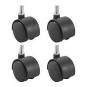 Plastic Swivel Caster 8mm Screw Stem 1.5-inch Dia Wheel 4 Pcs Black