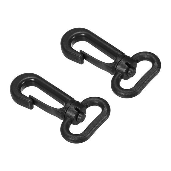 Plastic Swivel Snap Hook Rotary Lobster Clasp Buckle for Backpack Luggage Webbing Strap, Black, 2 Pack