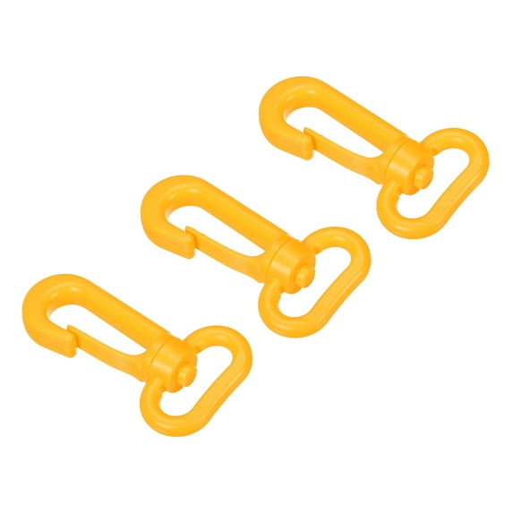 Plastic Swivel Snap Hook Rotary Lobster Clasp Buckle for Backpack Luggage Webbing Strap, Dark Yellow, 3 Pack