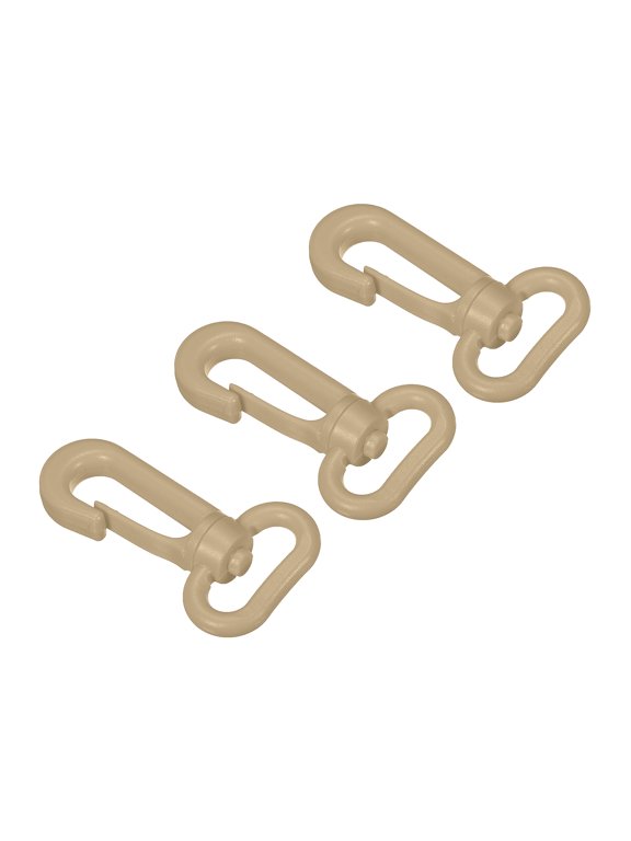 Plastic Swivel Snap Hook Rotary Lobster Clasp Buckle for Backpack Luggage Webbing Strap, Khaki, 3 Pack