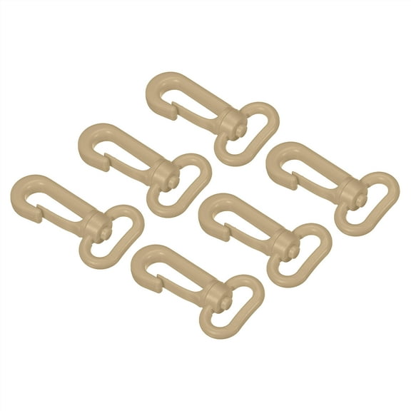 Plastic Swivel Snap Hook Rotary Lobster Clasp Buckle for Backpack Luggage Webbing Strap, Khaki, 6 Pack