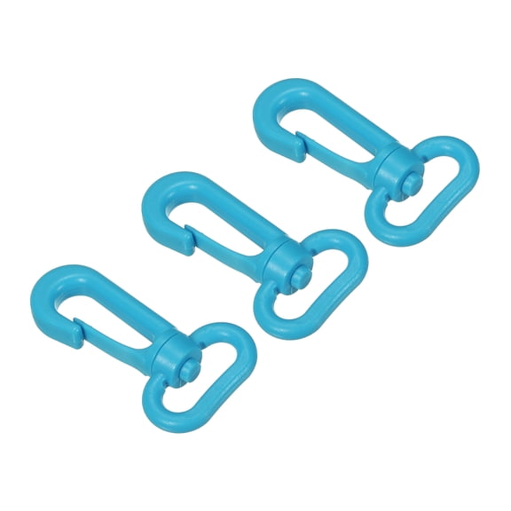 Plastic Swivel Snap Hook Rotary Lobster Clasp Buckle for Backpack Luggage Webbing Strap, Lake Blue, 3 Pack