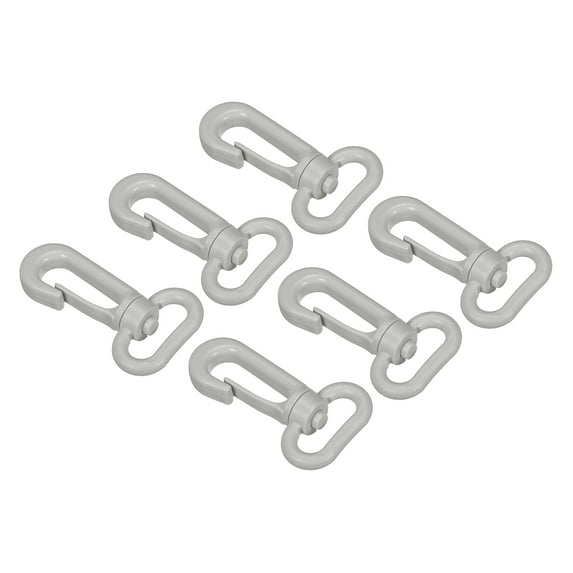 Plastic Swivel Snap Hook Rotary Lobster Clasp Buckle for Backpack Luggage Webbing Strap, Light Gray, 6 Pack