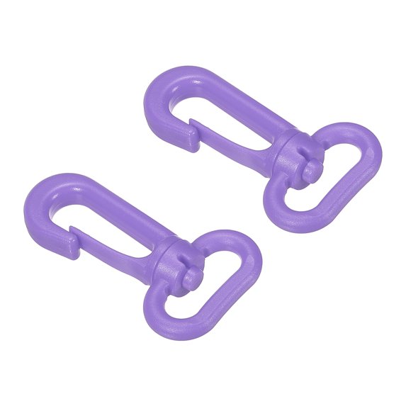 Plastic Swivel Snap Hook Rotary Lobster Clasp Buckle for Backpack Luggage Webbing Strap, Purple, 2 Pack