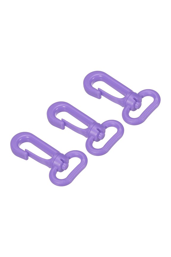 Plastic Swivel Snap Hook Rotary Lobster Clasp Buckle for Backpack Luggage Webbing Strap, Purple, 3 Pack