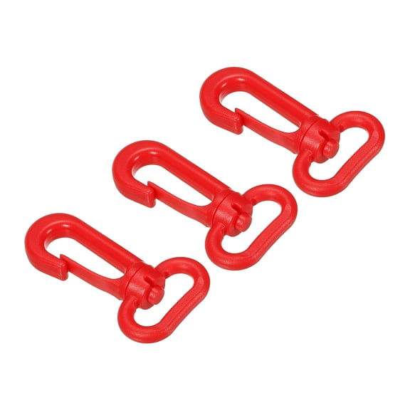 Plastic Swivel Snap Hook Rotary Lobster Clasp Buckle for Backpack Luggage Webbing Strap, Red, 3 Pack