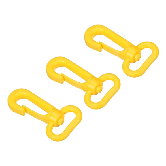 Plastic Swivel Snap Hook Rotary Lobster Clasp Buckle for Backpack Luggage Webbing Strap, Yellow, 3 Pack