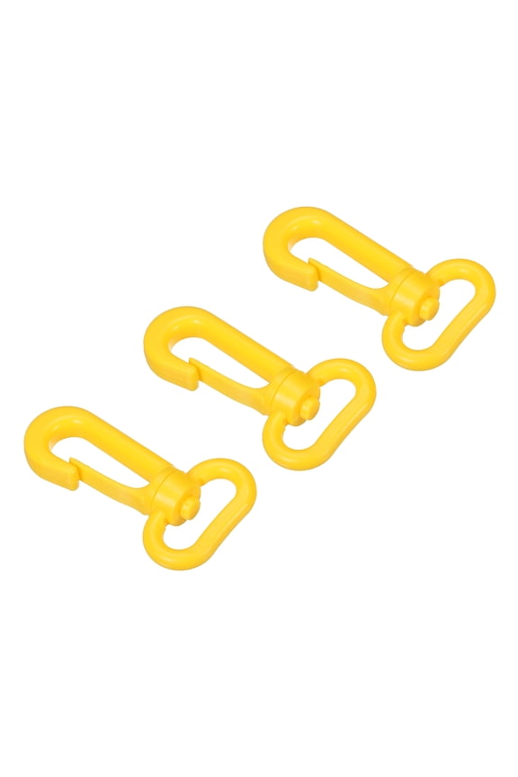 Plastic Swivel Snap Hook Rotary Lobster Clasp Buckle for Backpack Luggage Webbing Strap, Yellow, 3 Pack